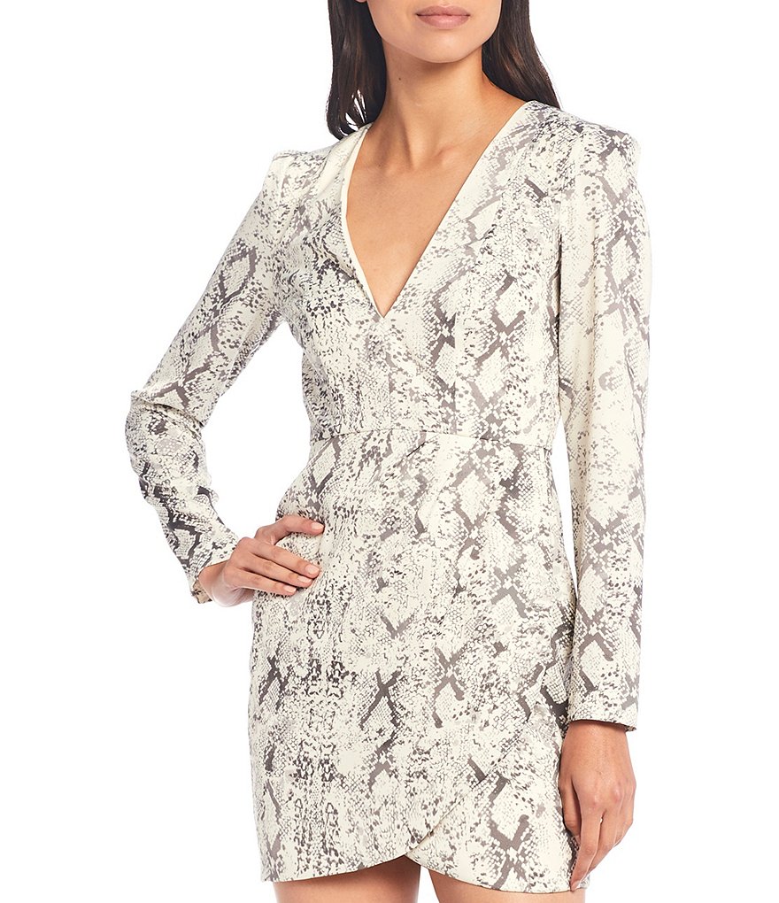 Laundry by Shelli Segal Ruffle Front Stretch Crepe Faux Wrap Dress