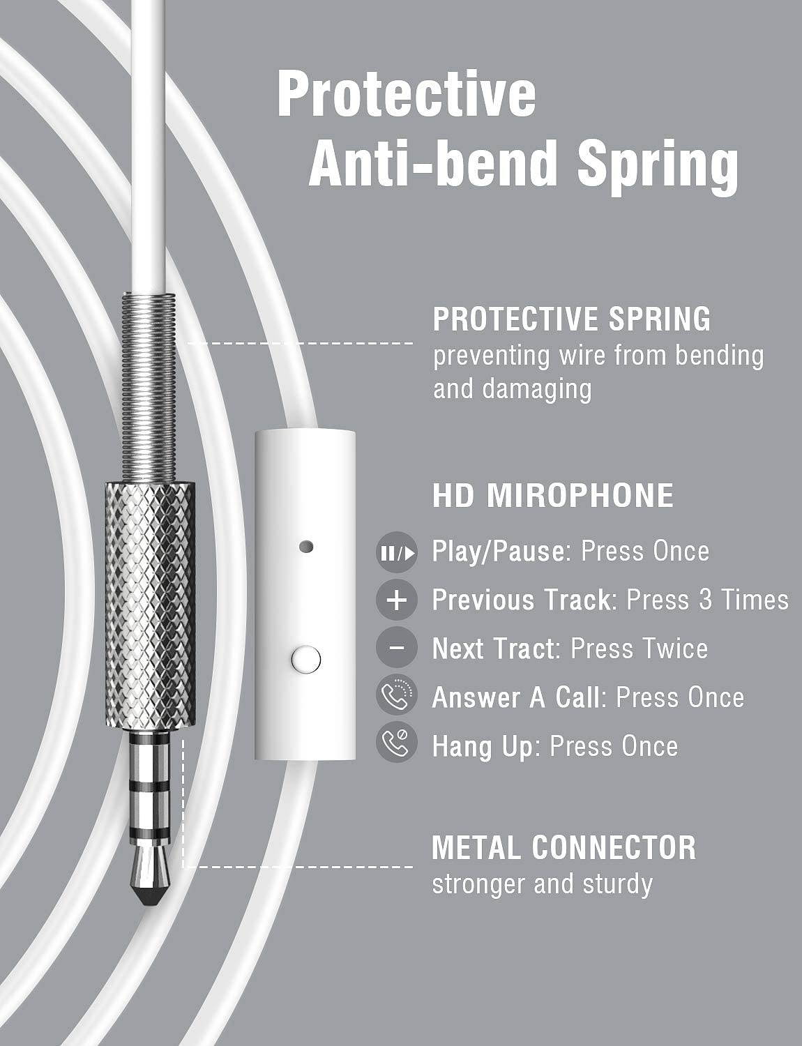 vogek on ear headphones lightweight and foldable bass headphones with volume control and microphone Gold white