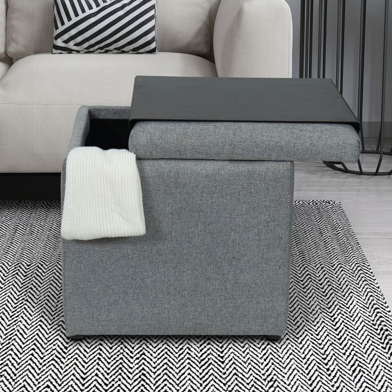 eLuxury Square Storage Ottoman with Removable Tray Top