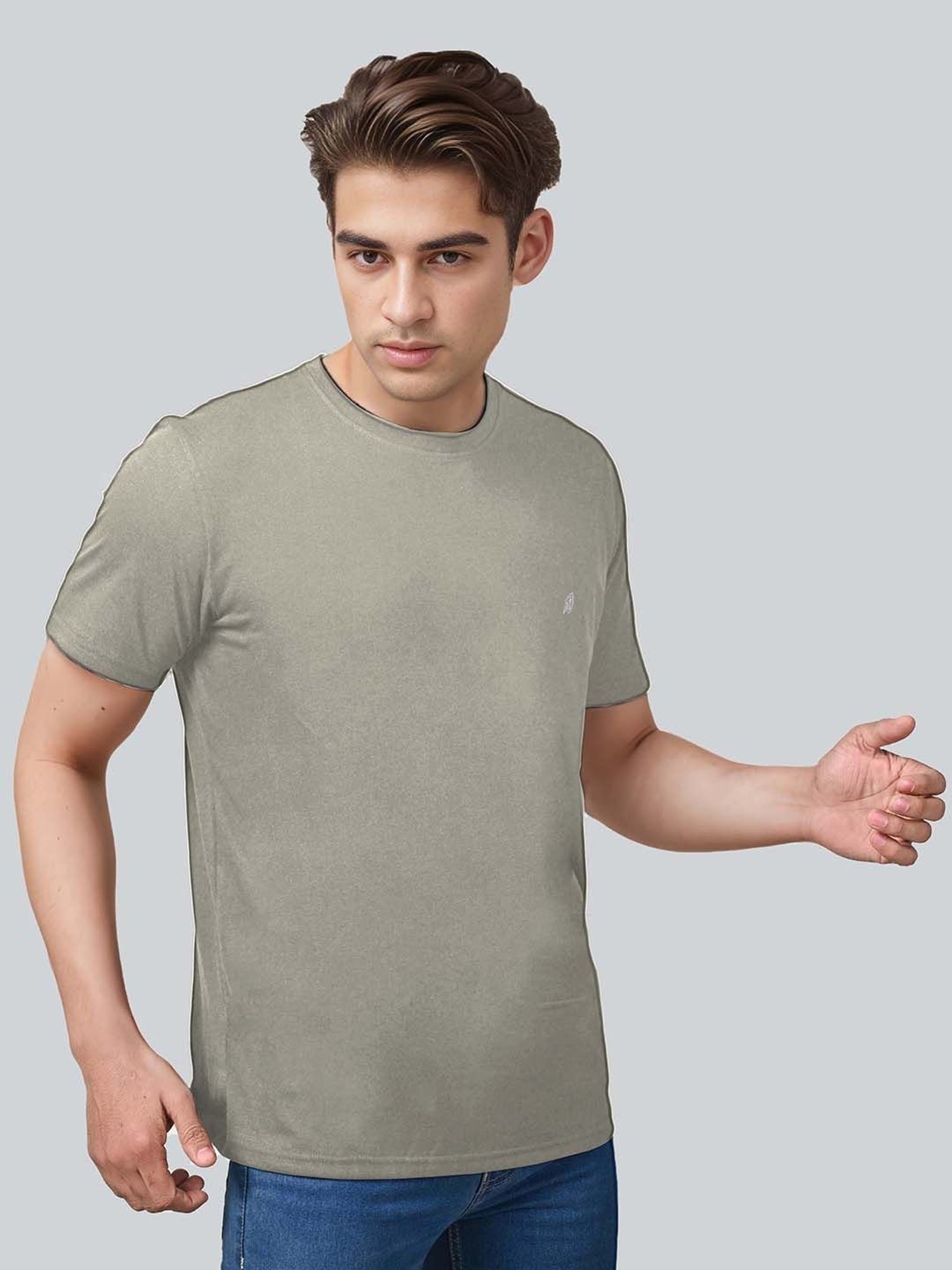 Lux Nitro Grey & Brown Regular Fit T-Shirt
