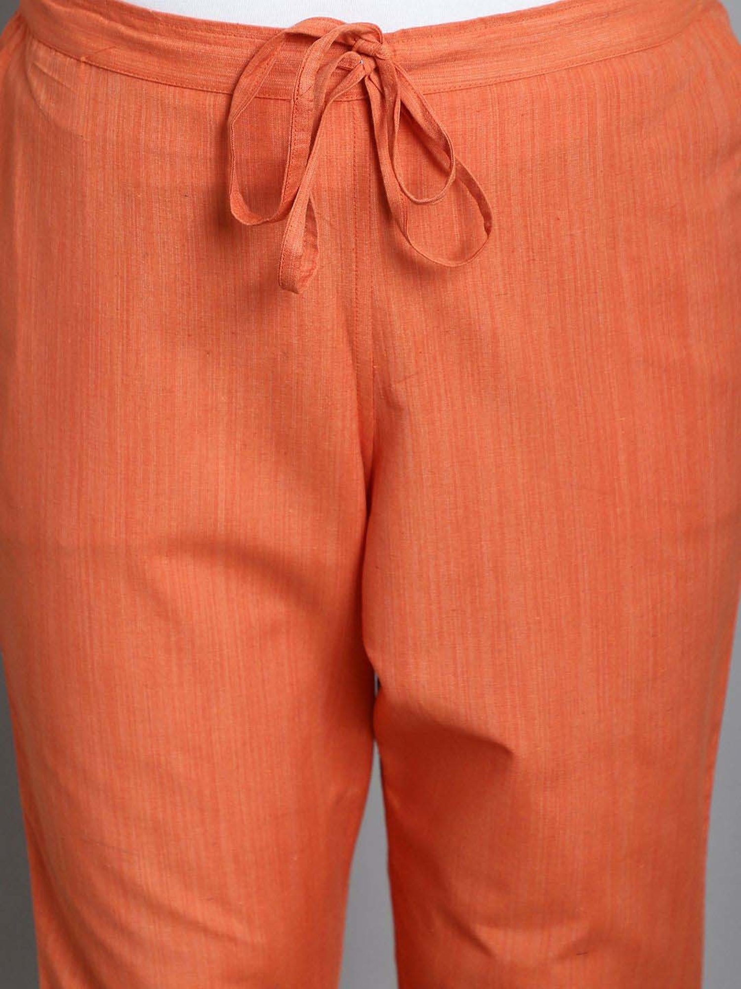 Moms Maternity Orange Cotton Mid Rise Maternity Trousers