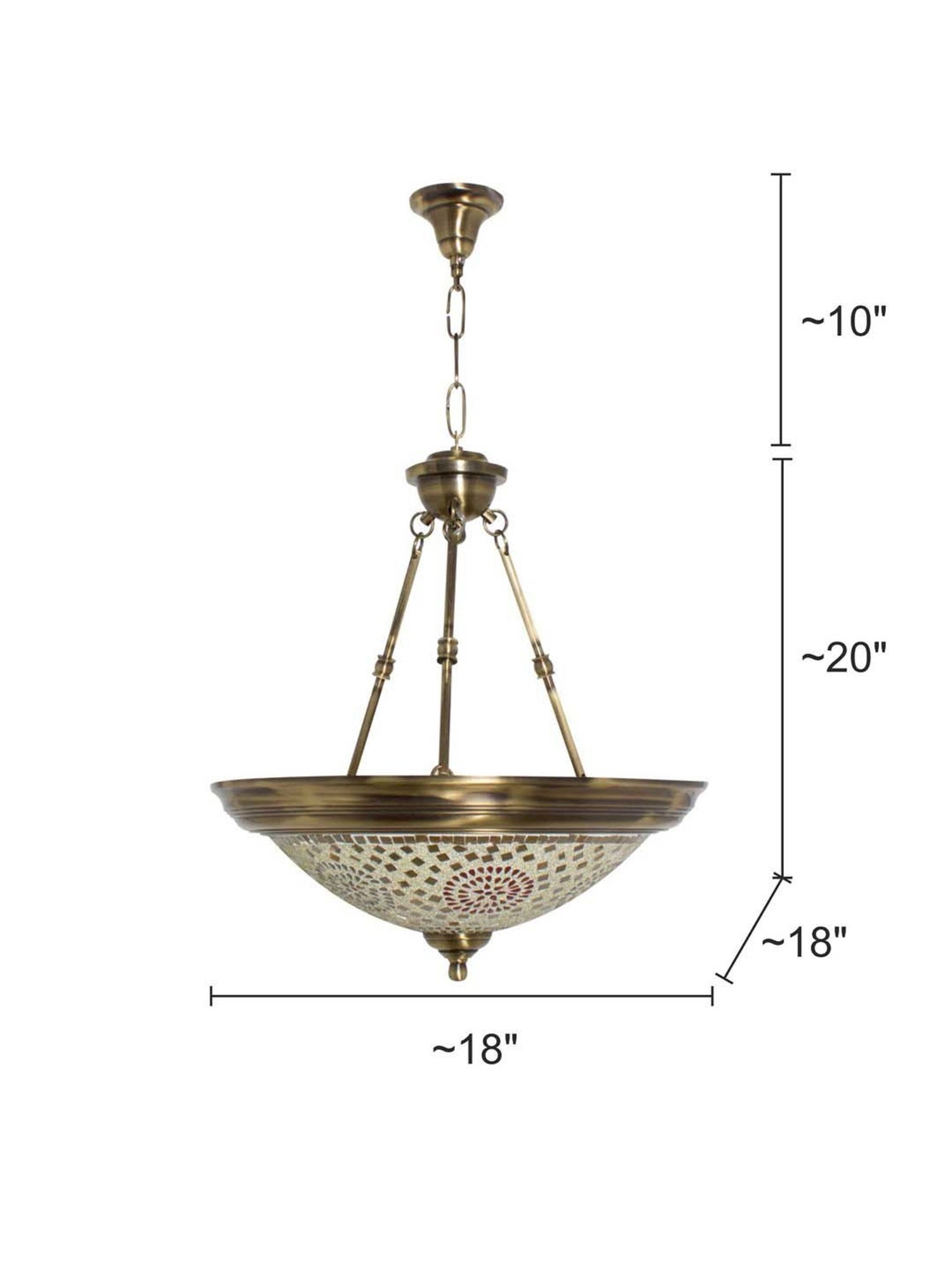 Fos Lighting 'Dish Tilak' Antique Gold Brass 3-In-1 Hanging Light