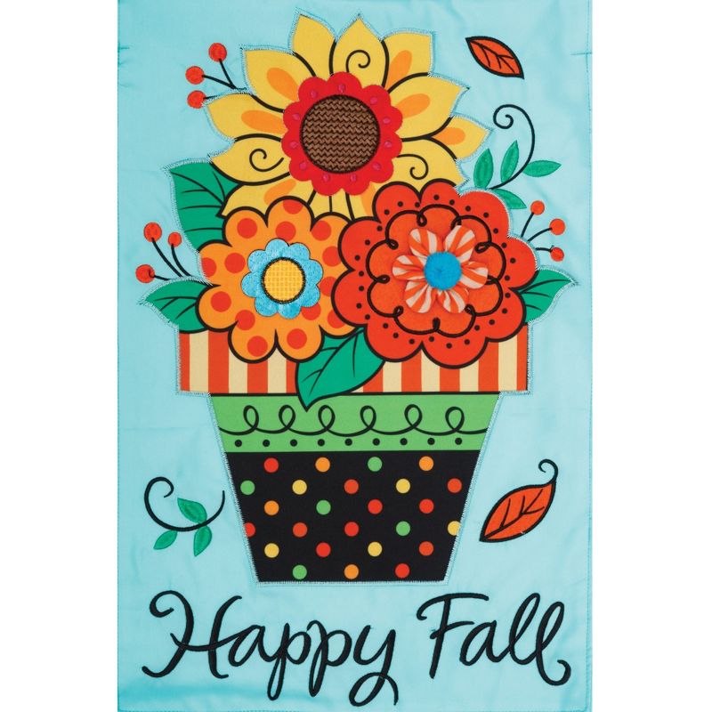 Home & Garden 18.0" Fall Flowers Applique Flag Double Sided Custom Decor  -  Flags