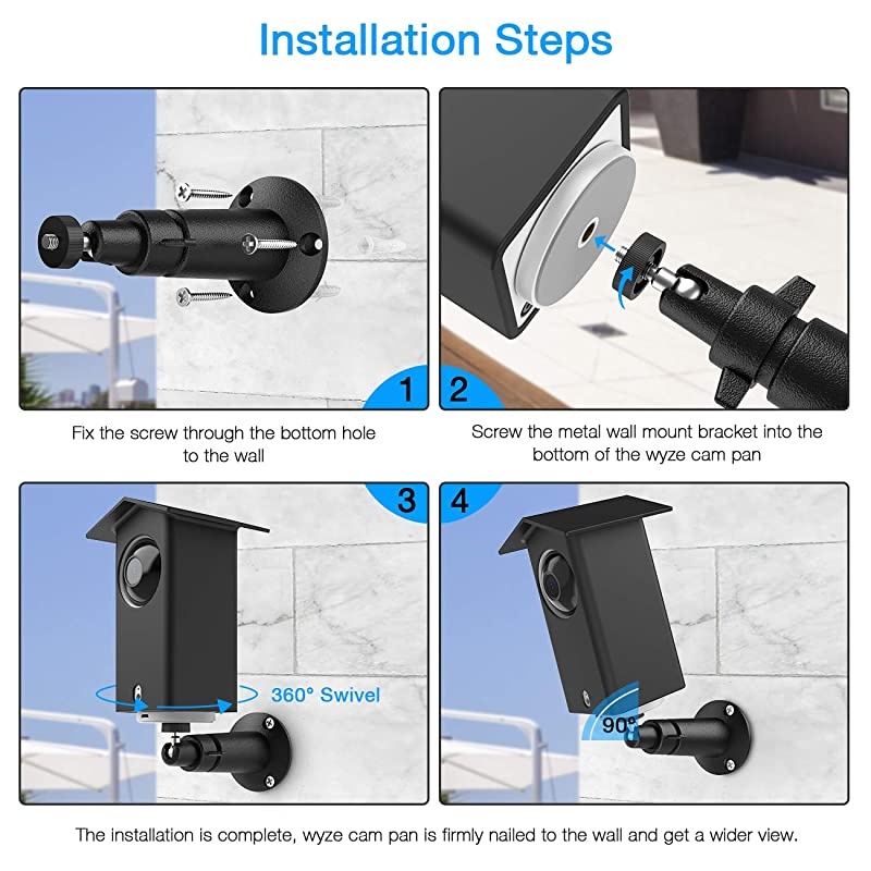 Real Water Resistant Protective Case + Metal Wall Mount Bracket for Wyze cam pan,Suitable for Indoor and Outdoor Use,Simple Installation