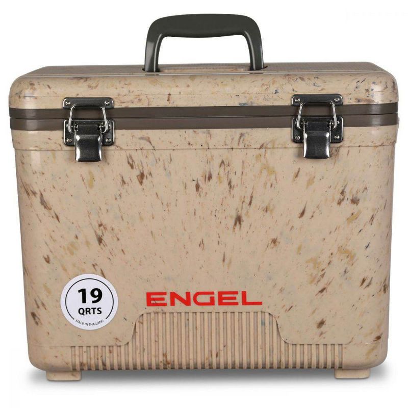 Engel UC19C1 19 Quart Fishing Live Bait Dry Box Ice Cooler with Stain/Odor-Resistant Surface and Shoulder Strap, Grassland