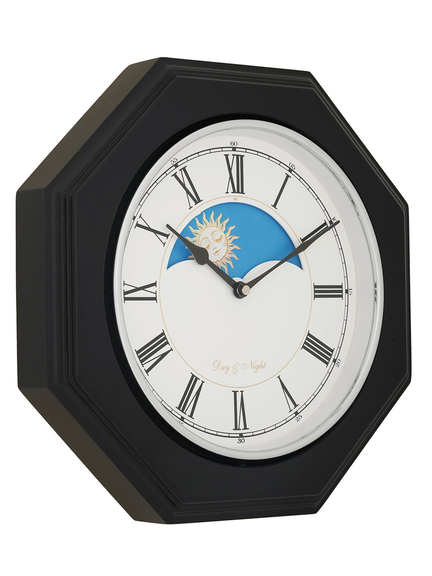CHRONIKLE Octagon Black Wood Wall Clock