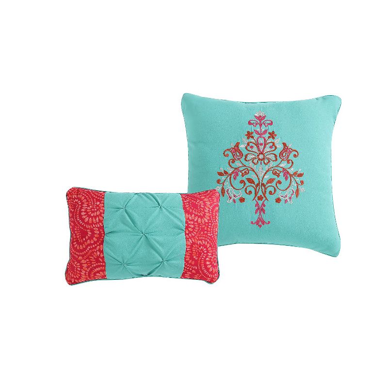 VCNY Home Casa Re'al Coral/Aqua Reversible Quilt Set - Multicolored 4 Piece Twin - Twin XL