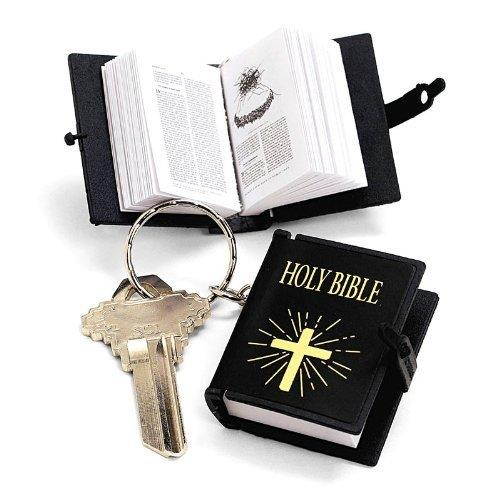 JUMUU 12 Pcs -Black - Key Chain English Holy Bible Religious Gift Baptism Favors Keychain