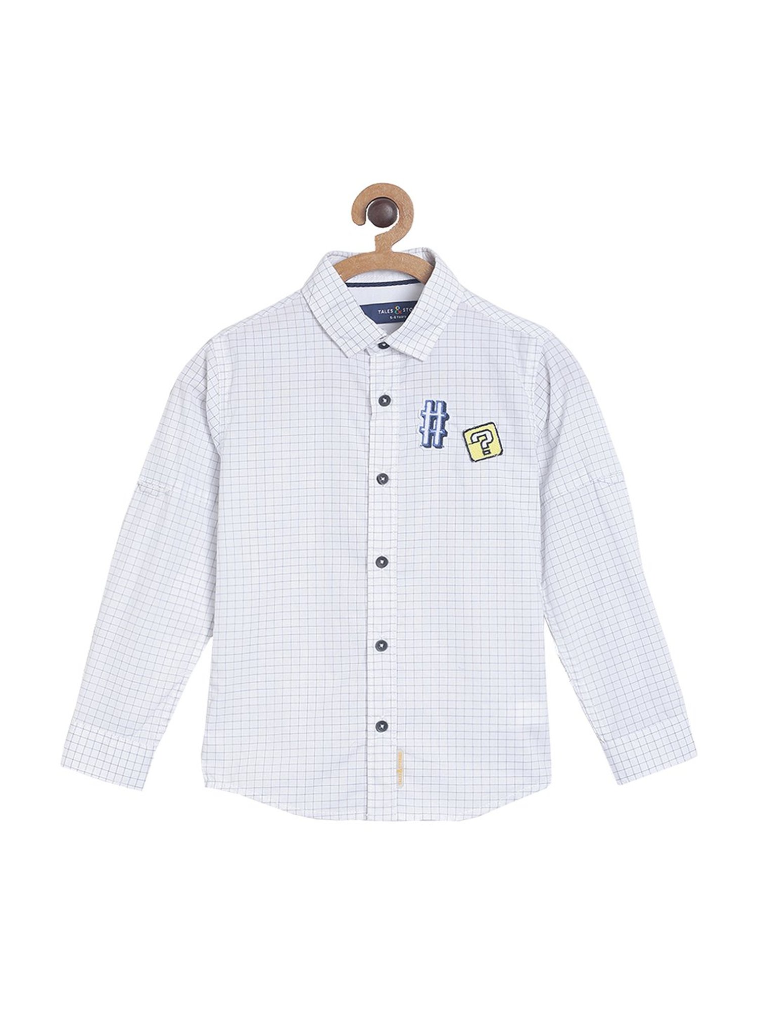 Tales & Stories Kids White Checks Shirt