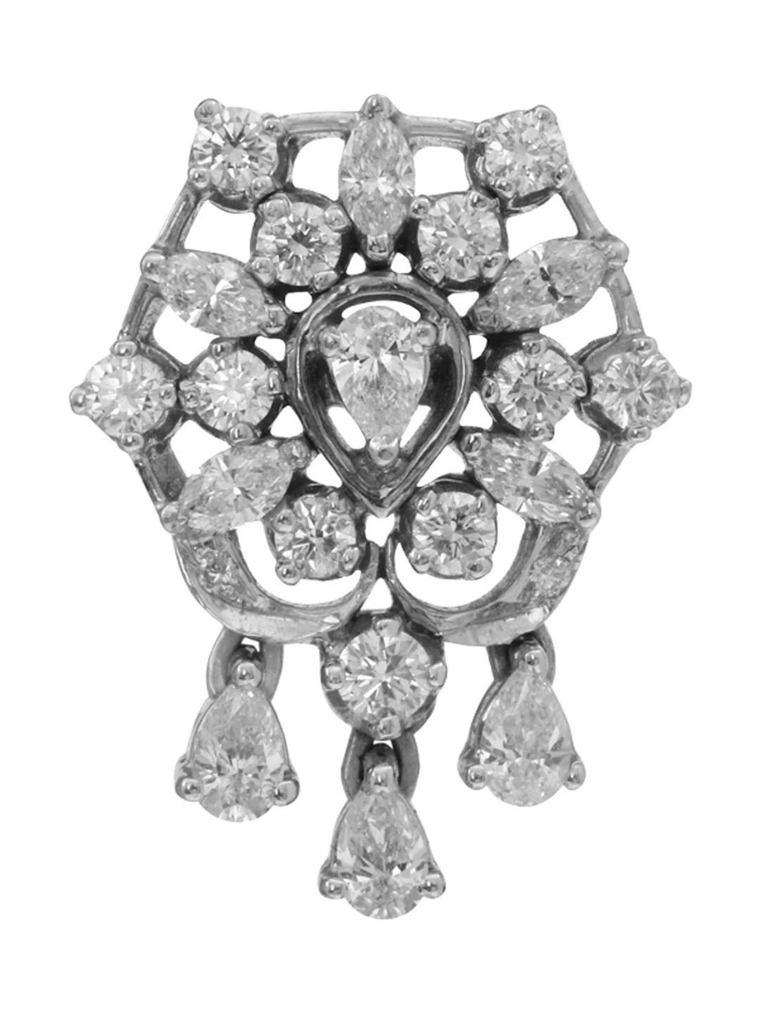 CKC 18k Gold & Diamond Earrings with White Rhodium Polish for Women