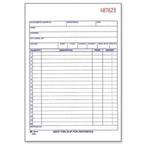 Adams Carbonless Sales Order Books - 50 Sheet(s) - 3 Part - Carbonless - 8.43" x 5.56" Sheet Size - Assorted - 1Each