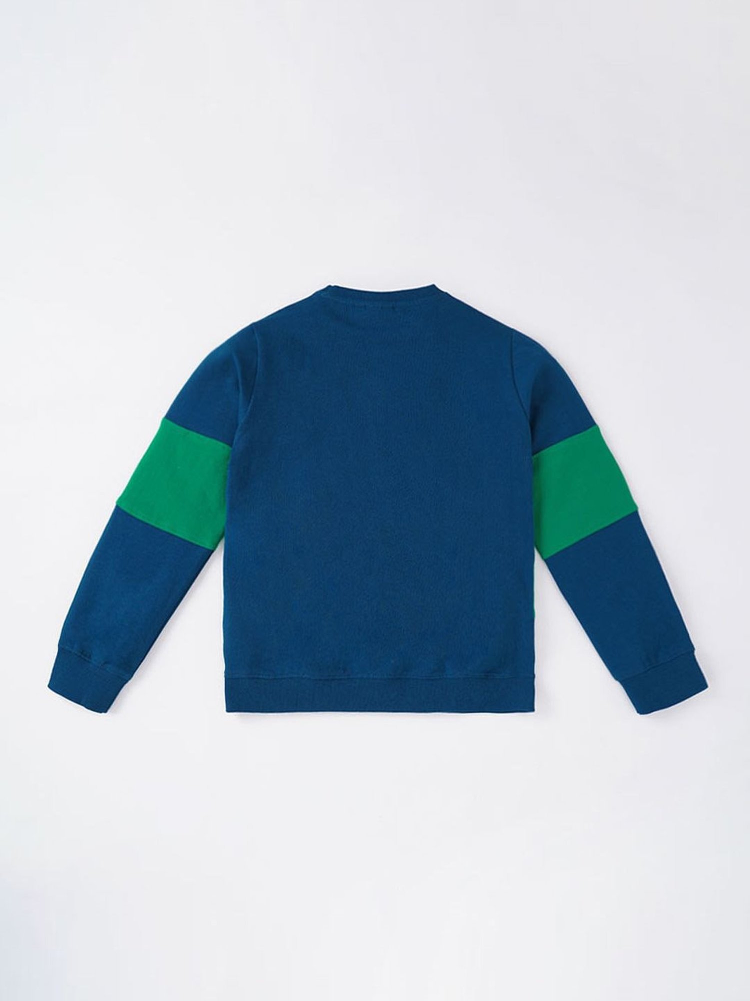 Ed-a-Mamma Kids Blue & Green Cotton Printed Full Sleeves Sweatshirt