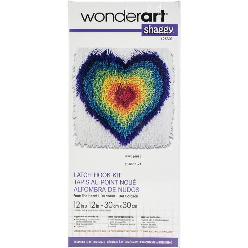 Wonderart Shaggy Latch Hook Kit 12"X12"-From The Heart