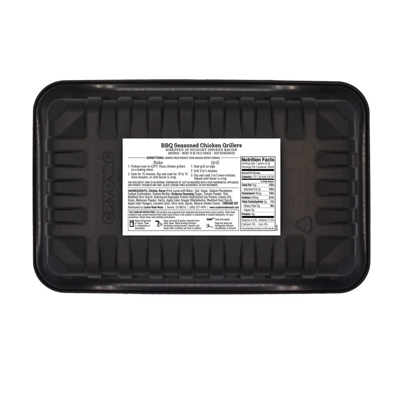 Custom Made Meals Bacon Wrapped BBQ Seasoned Chicken Grillers - 16oz