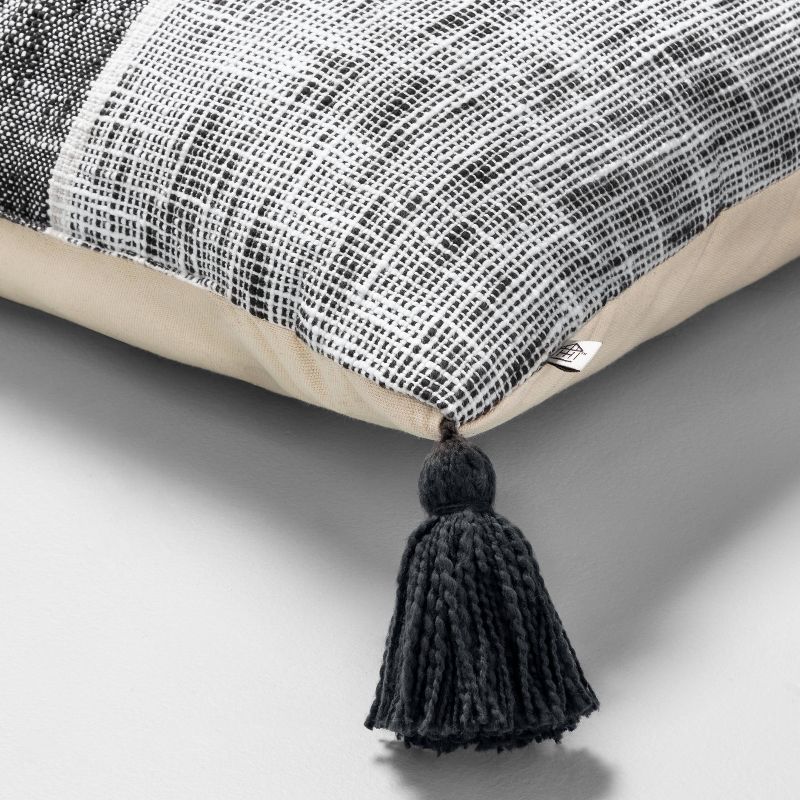 18" x 18" Block Stripes Throw Pillow Railroad Gray - Hearth & Hand™ with Magnolia