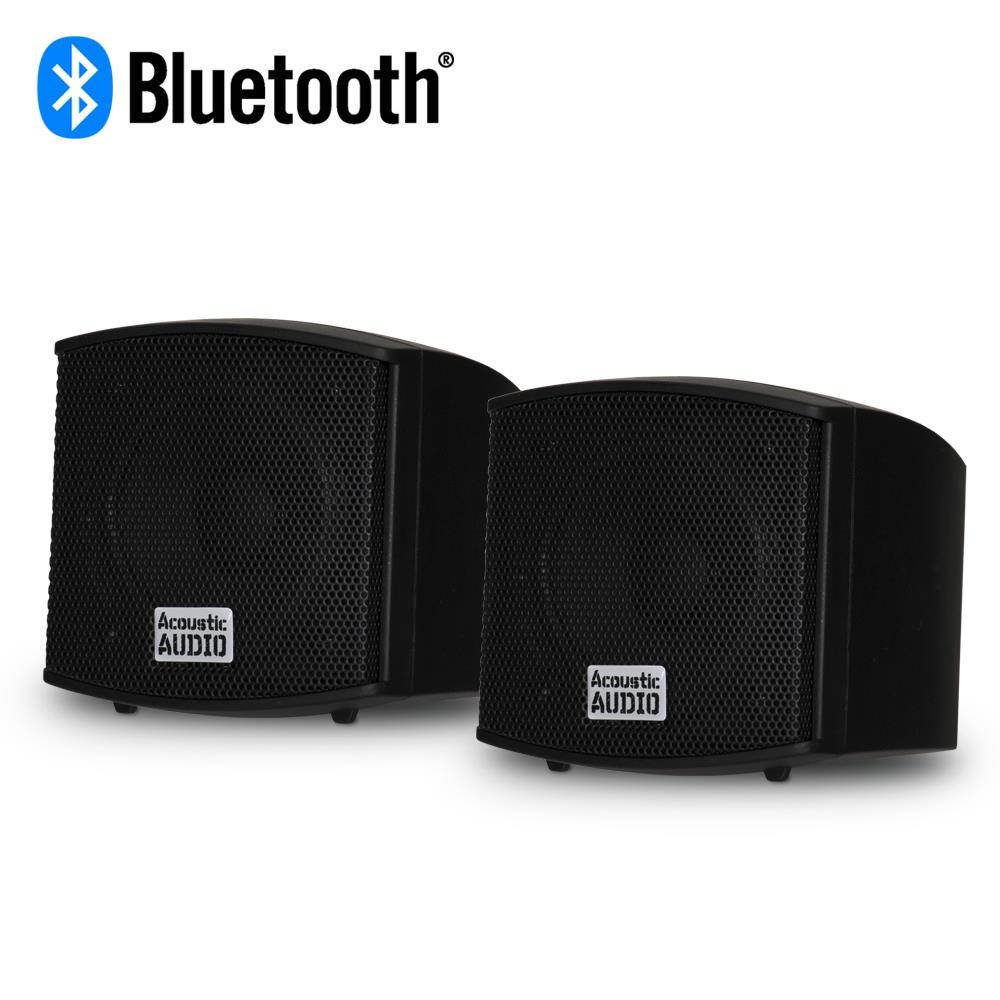 Acoustic Audio AA321B Bluetooth Mountable Indoor Powered Speakers Black Pair