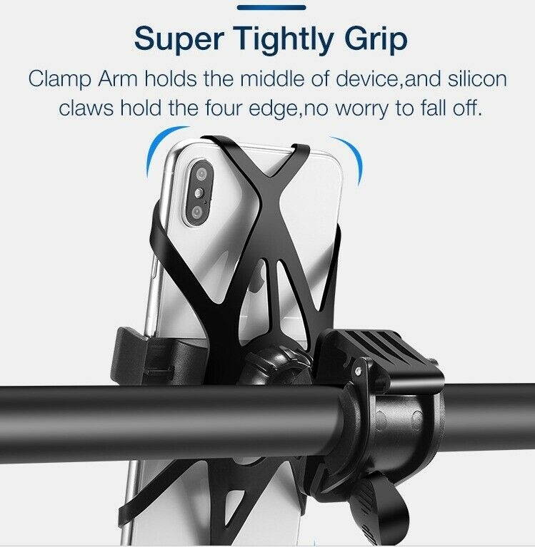 Cell Phone Silicone Mount Holder GPS Motorcycle MTB Bike Bicycle 360 Roton