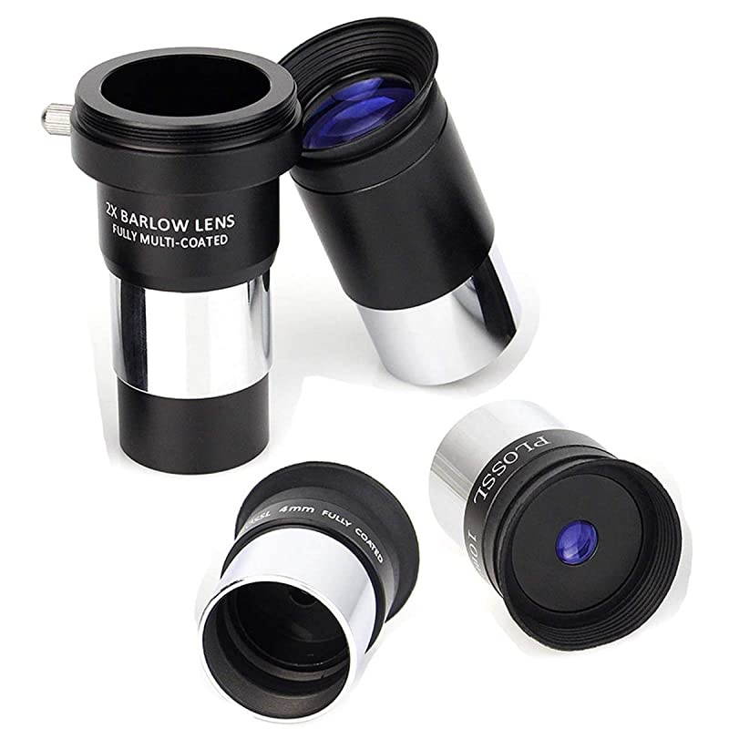 Telescope Eyepiece Multi Coated Telescopes Lens Telescope Accessory Kit with Barlow Lens for Standard 1.25 inches Filter Threads 4mm 10mm 25mm