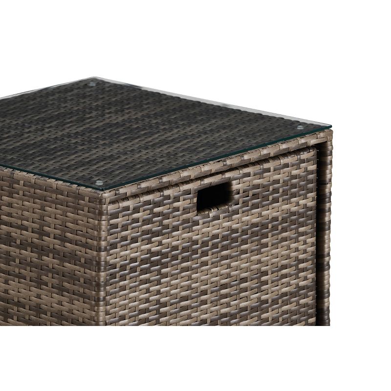 Oceanside Outdoor Side Table with Storage  - Gray Wicker - Finch