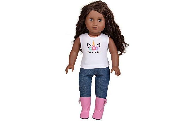 Dress Along Dolly Rainbow Unicorn Outfit for American Girl Doll