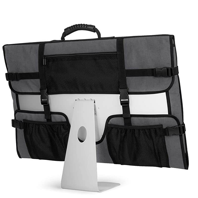 Travel Carrying Bag for Apple 27 iMac Desktop Computer Protective Storage Case Monitor Dust Cover with Rubber Handle for 27 iMac Screen and Accessories Grey Patent Design