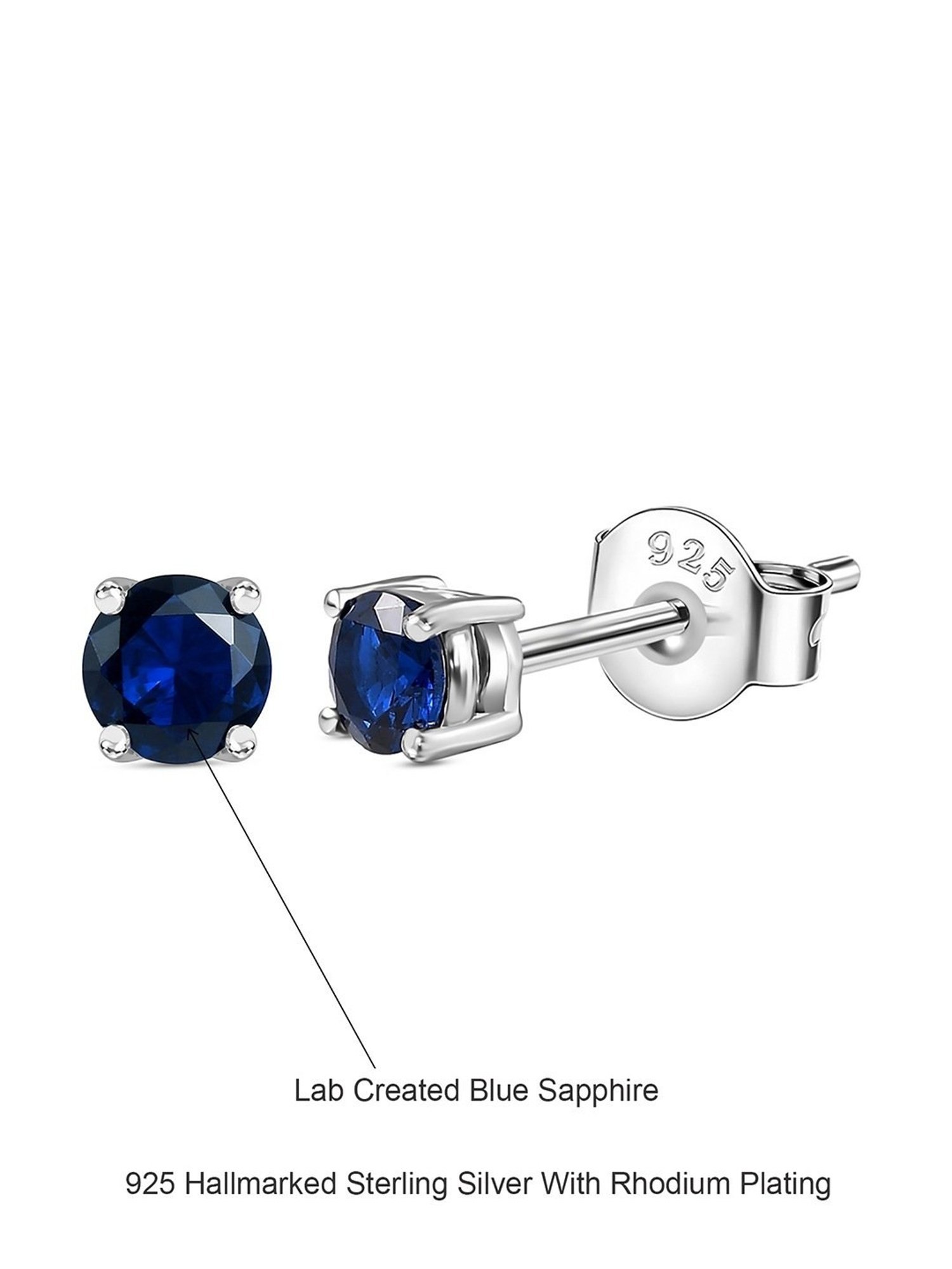 Ornate Jewels 92.5 Sterling Silver Blue Sapphire Studs Earring