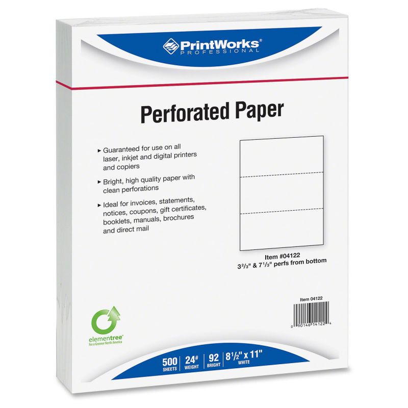 Paris Bus. Prod. 04122 PrintWorks 24 lb Perf Paper
