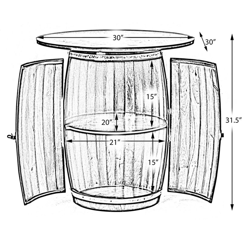 Vintiquewise Wine Barrel Round Table Wine Storage Cabinet