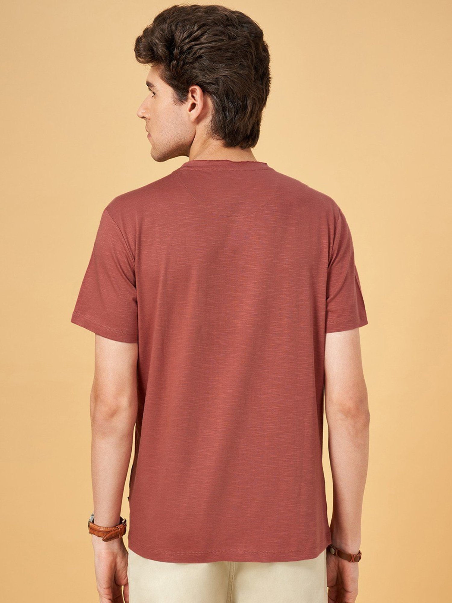 Urban Ranger by Pantaloons Aragon Cotton Slim Fit Texture T-Shirt