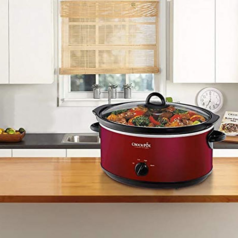 Crock-Pot SCV700KRNP Large 7 Quart Capacity Versatile Food Slow Cooker Home Cooking Kitchen Appliance, Red