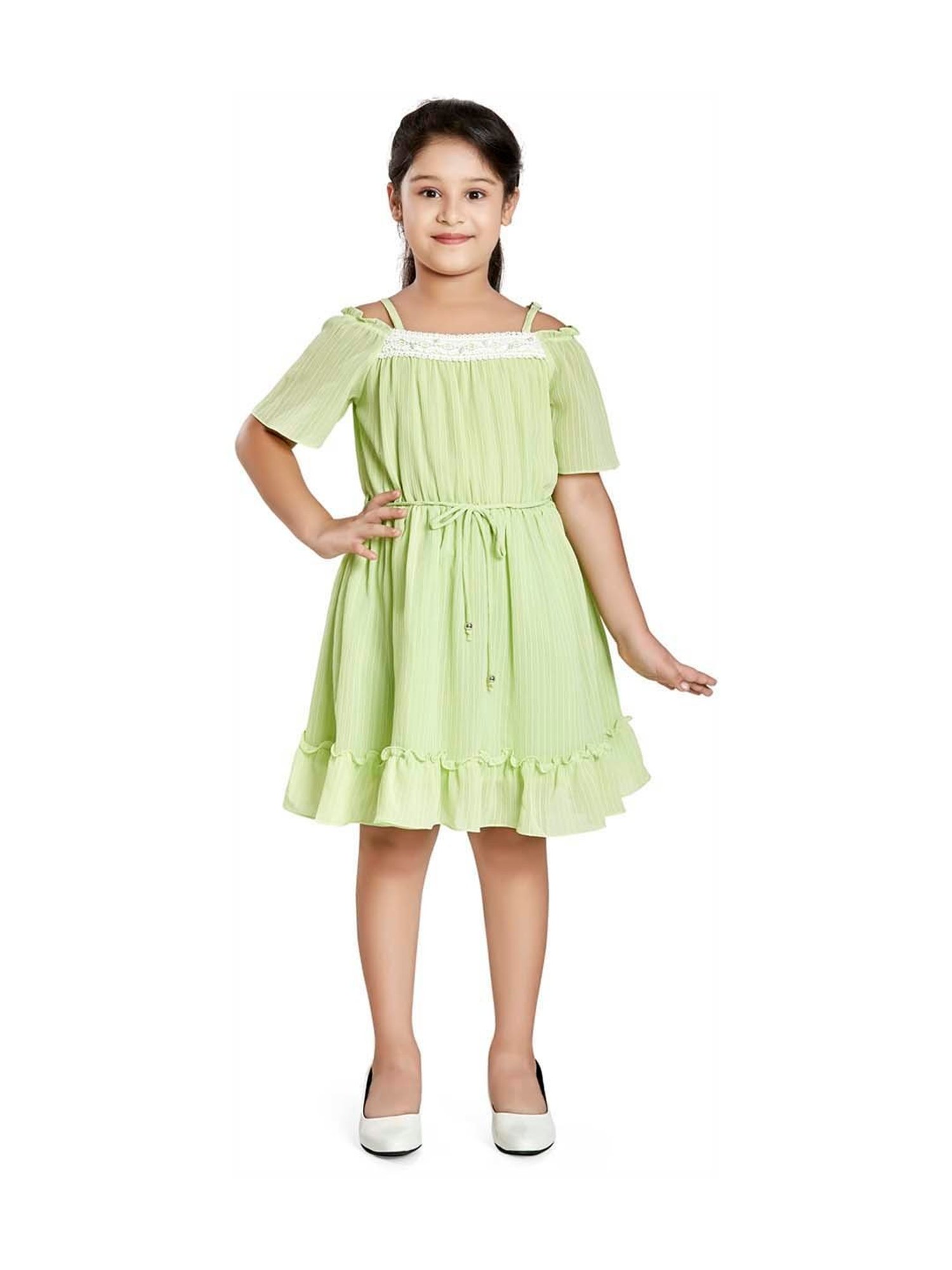 Peppermint Kids Green Flared Fit Dress