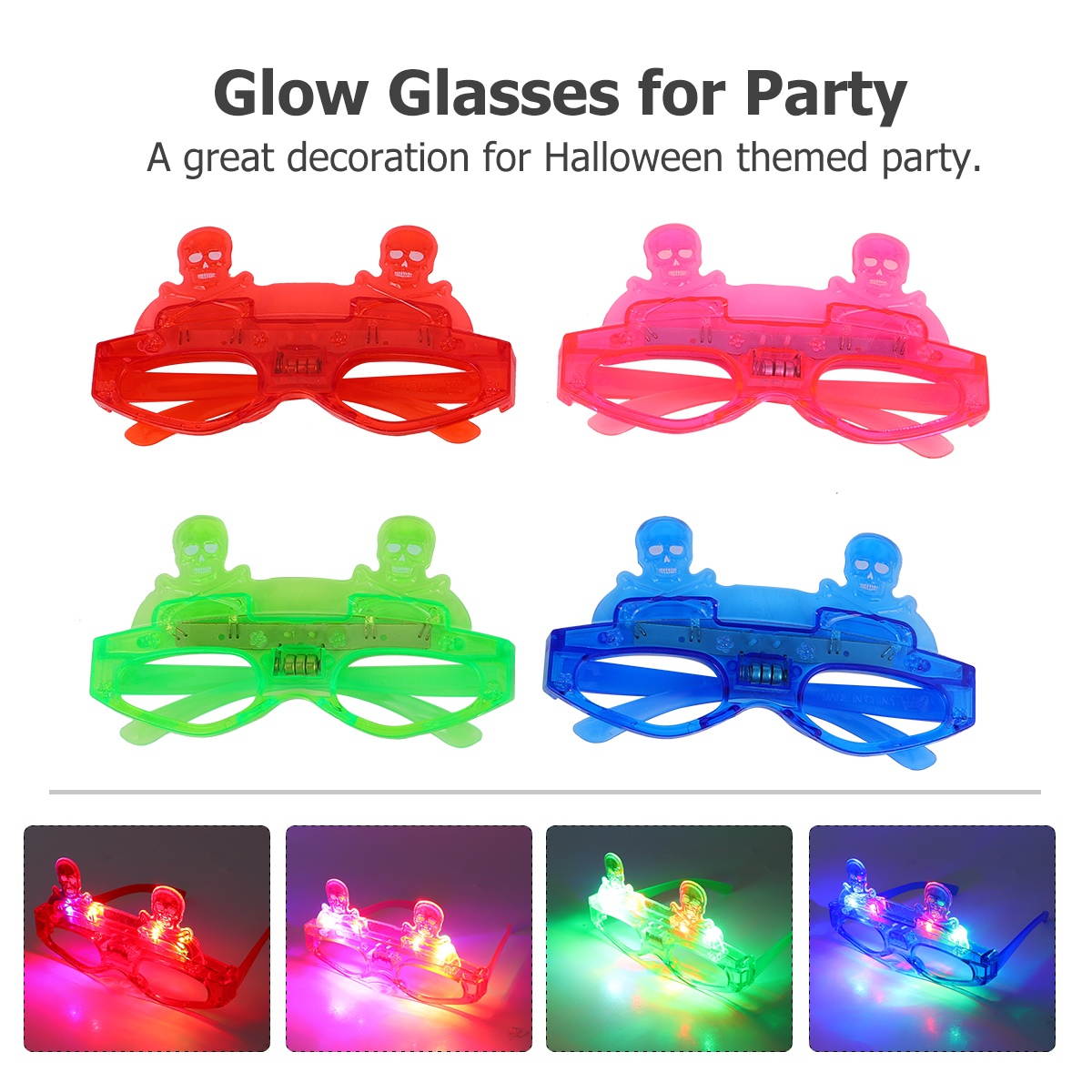 4pcs Halloween Glow Glasses Children's Toy for Party Bar Nightclub Pumpkin Style