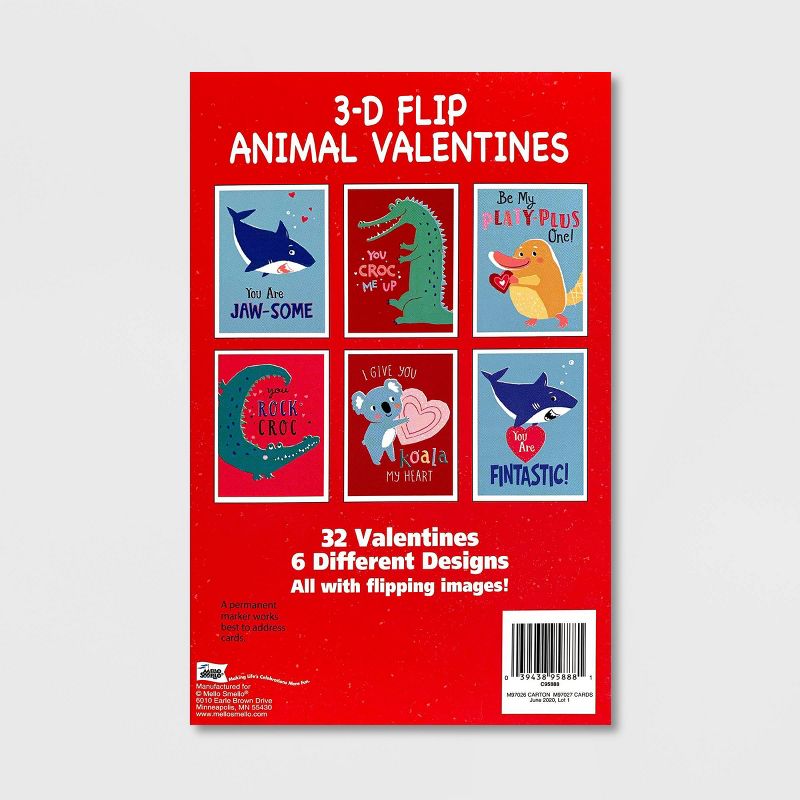 Mello Smello 32ct 3D Flip Animal Valentines Cards