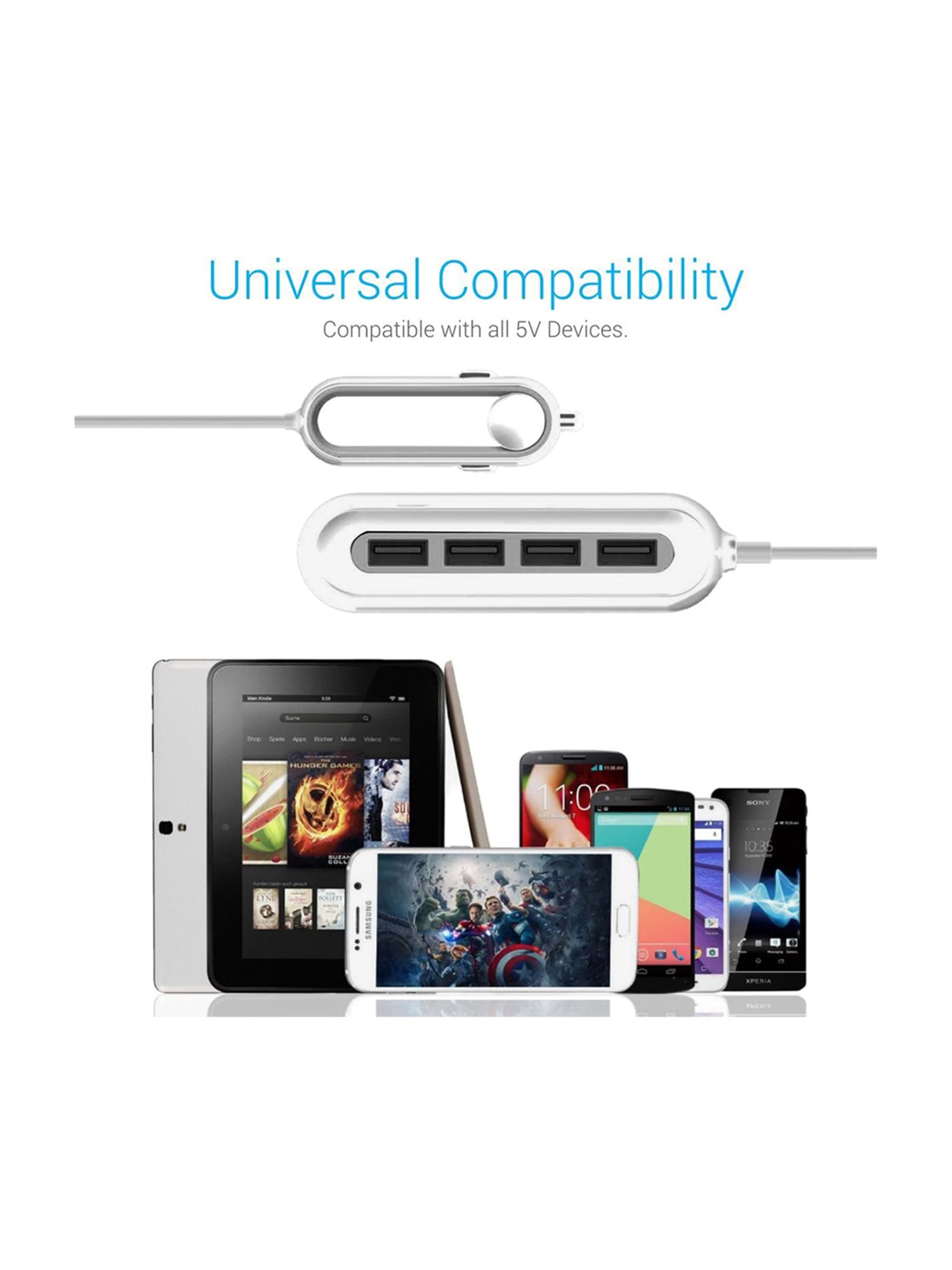 Portronics Car Power III Charger with 4 Ports (White)