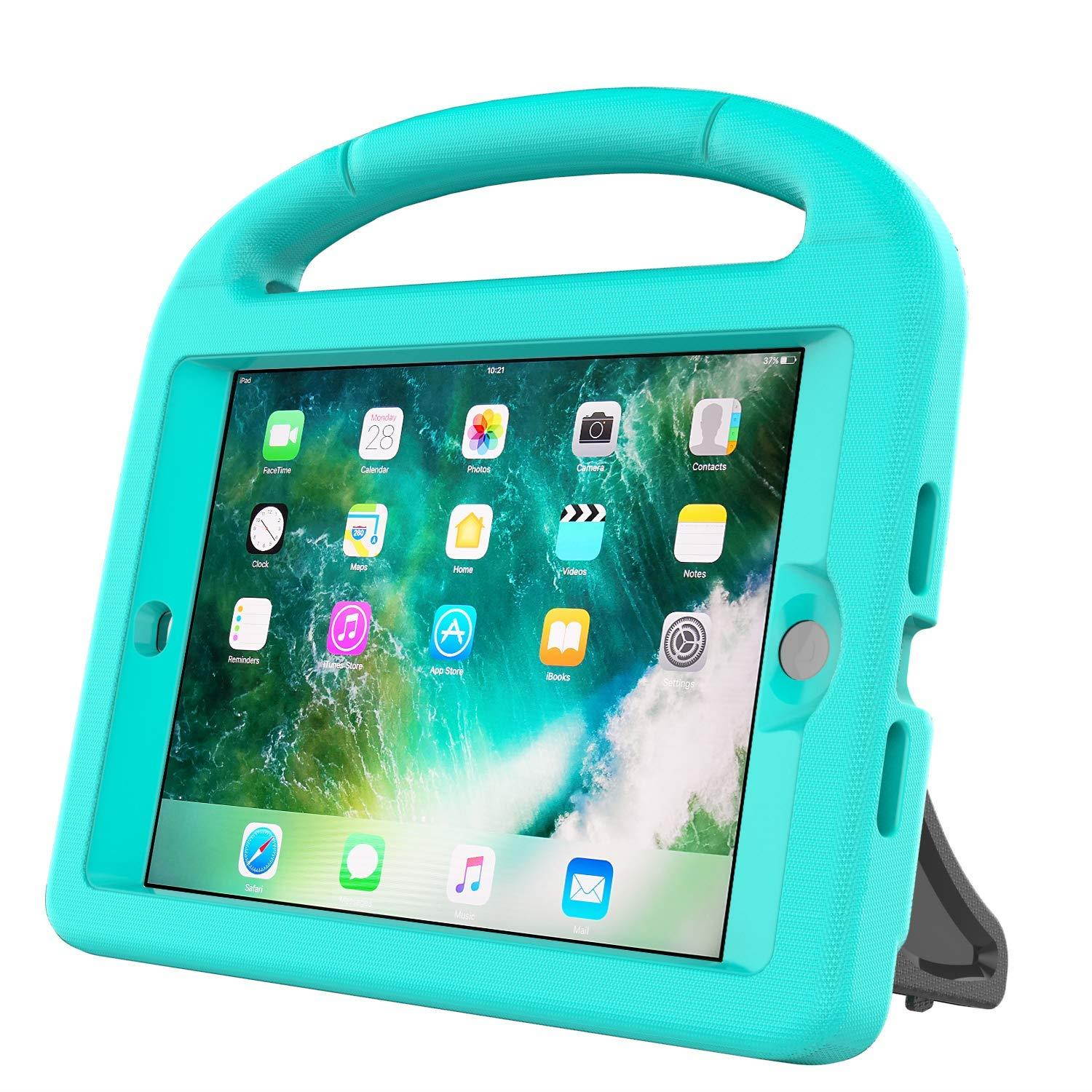 BMOUO Case for iPad Mini 1 2 3 with Built-in Screen Protector, Shockproof Lightweight Hard Cover Handle Stand Kids Case for Apple iPad Mini 1st 2nd 3rd Generation, Turquoise
