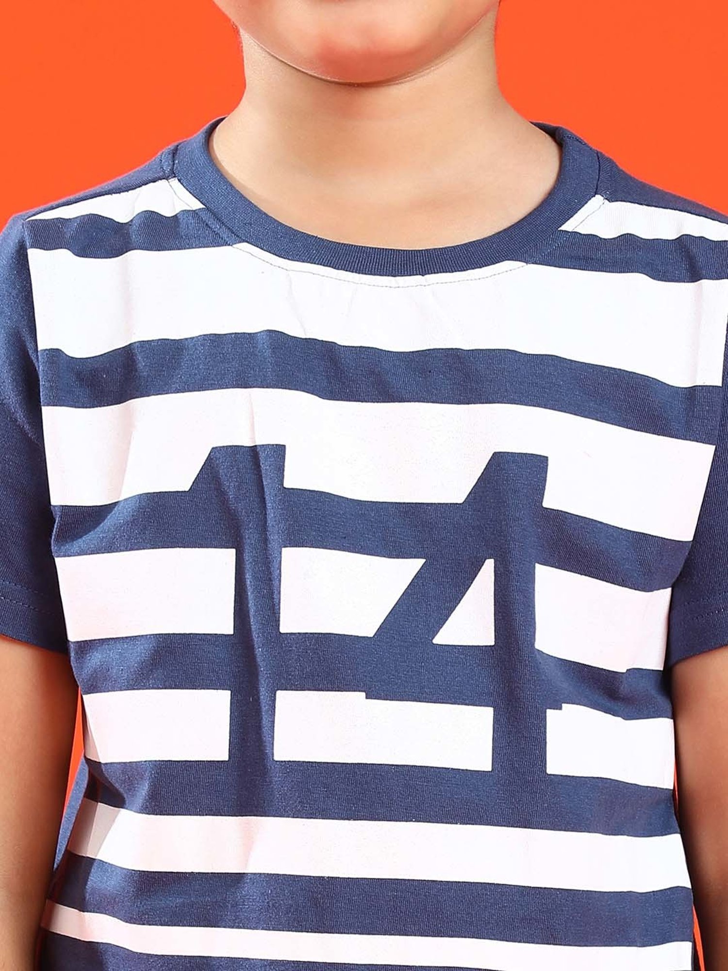 Tales & Stories Kids Navy & White Cotton Printed T-Shirt