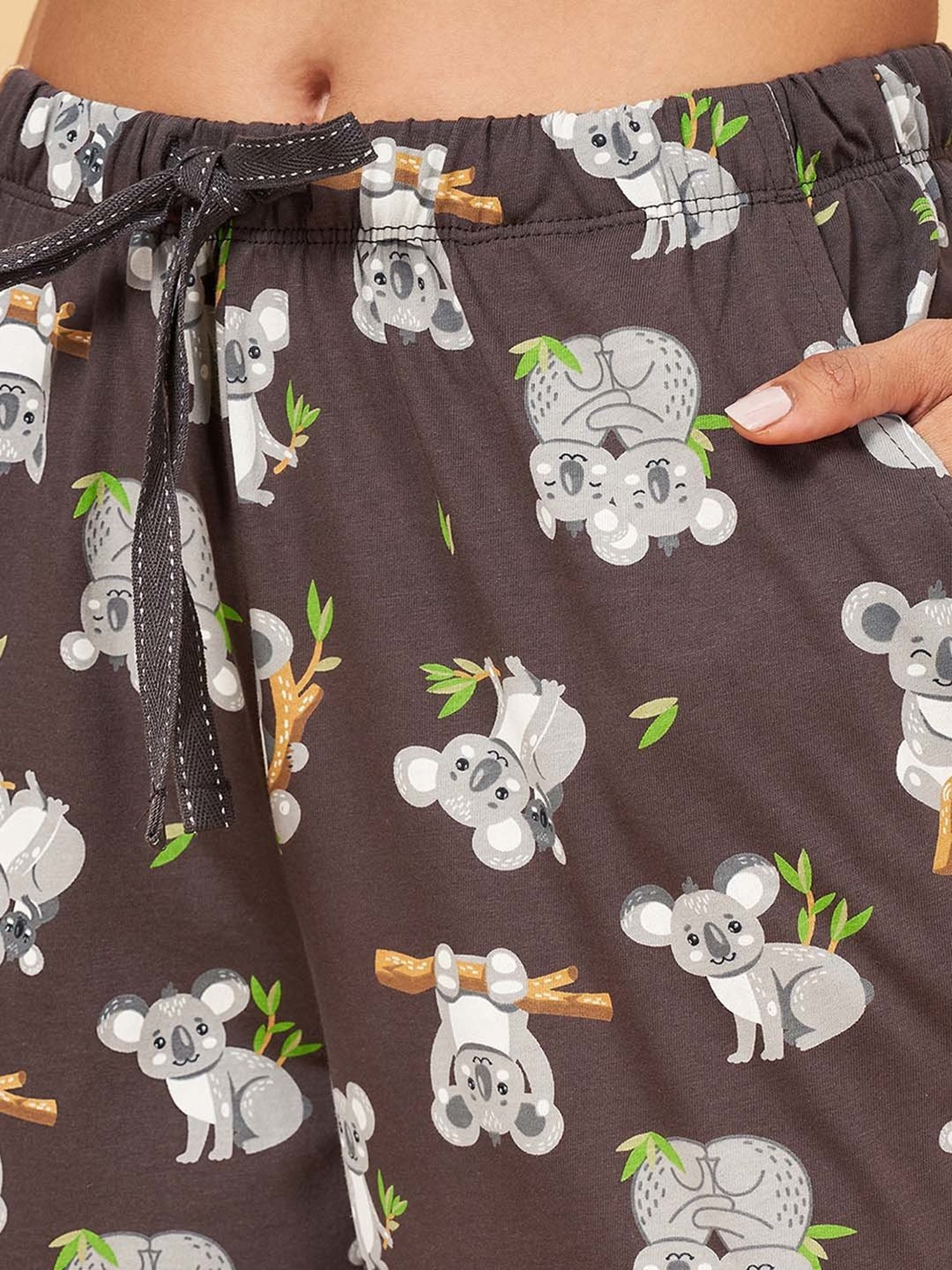 Dreamz by Pantaloons Grey Cotton Printed Pyjamas