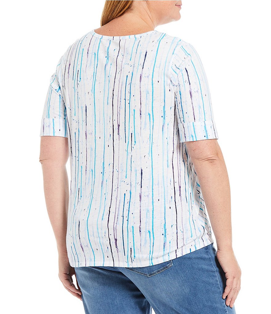 Westbound Plus Size Drip Design Short Sleeve Crew Neck Cotton Blend Tee