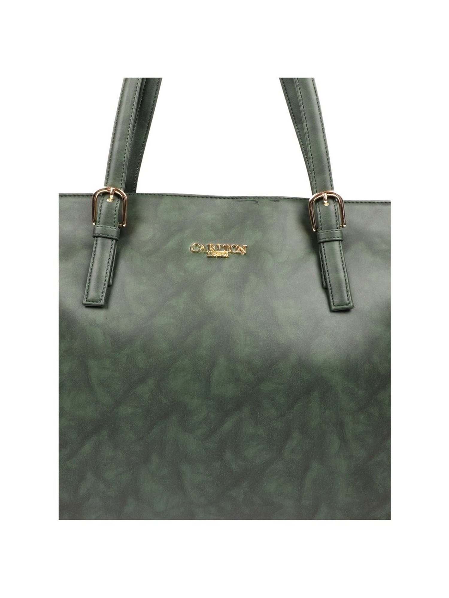 Carlton London Green Solid Medium Tote Handbag