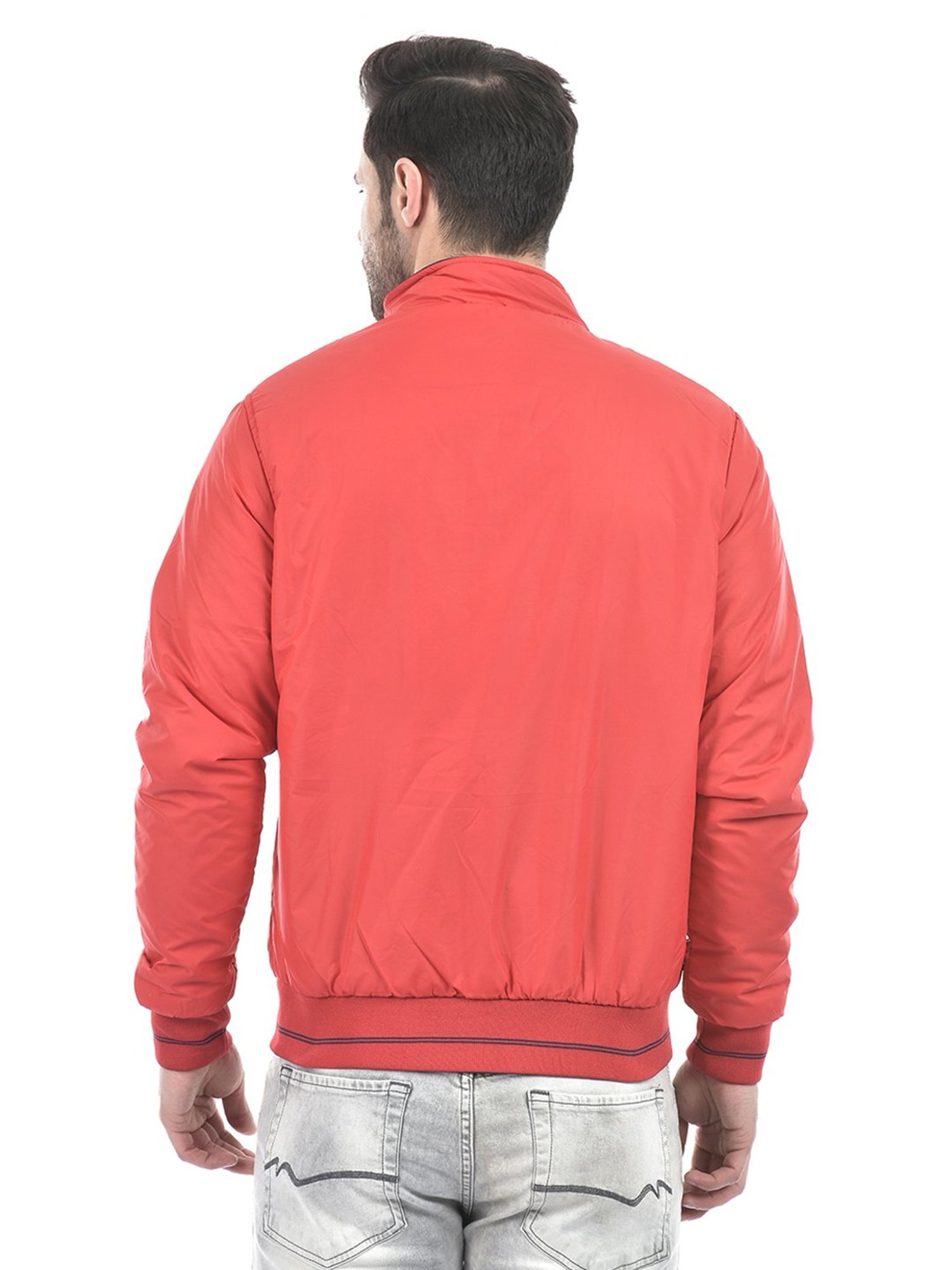 Lawman Pg3 Red & Navy Regular Fit Cotton Reversible Jacket