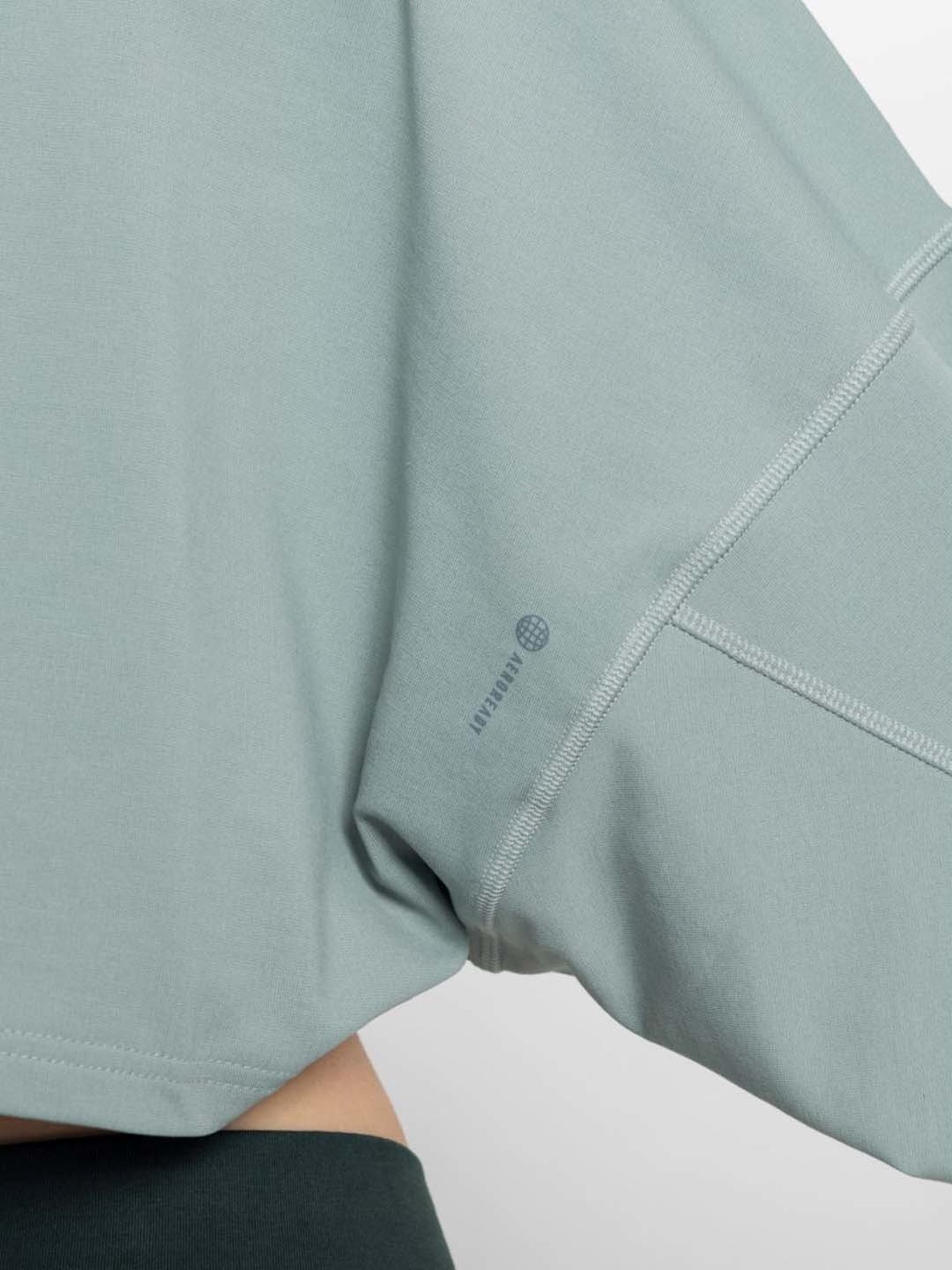 ADIDAS Green Plain Sports Cropped Sweatshirt