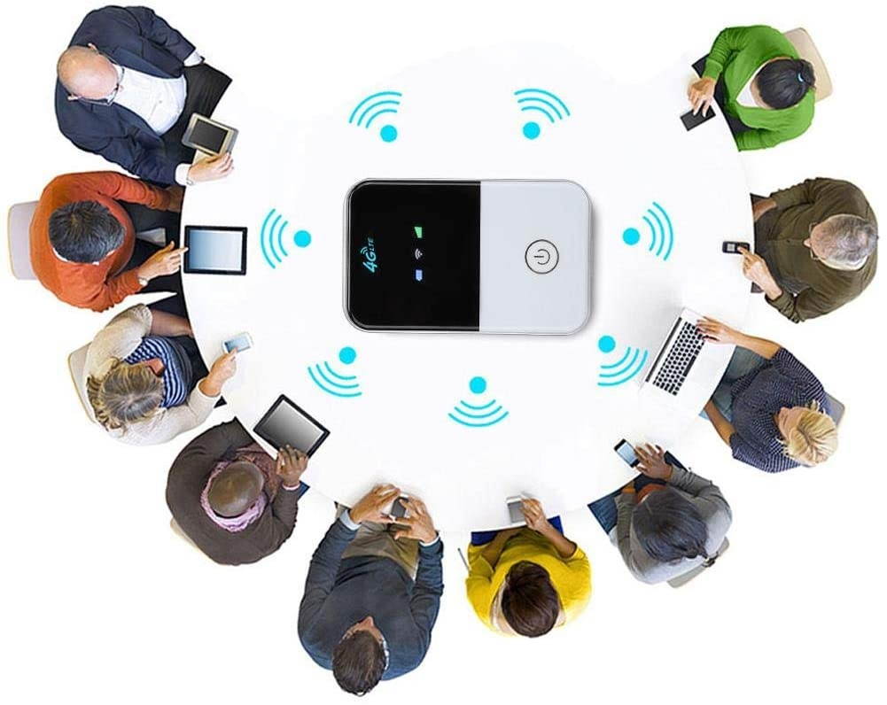 Annadue Mobile WiFi White 2100mAh Charging Battery Portable Router LED Display Screen for Multiple Terminal Devicesq Smart Phones/Tablets/Computers