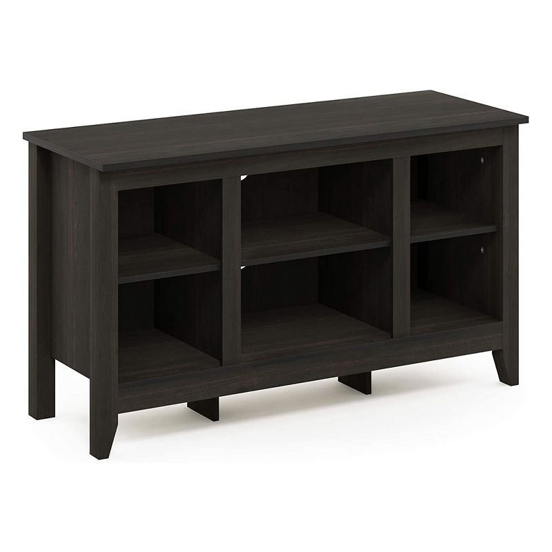 Furinno Jensen Sturdy Wooden Rectangle TV Stand with Open Storage Shelves for Bedroom, Living Room, or Playroom Organization, Espresso