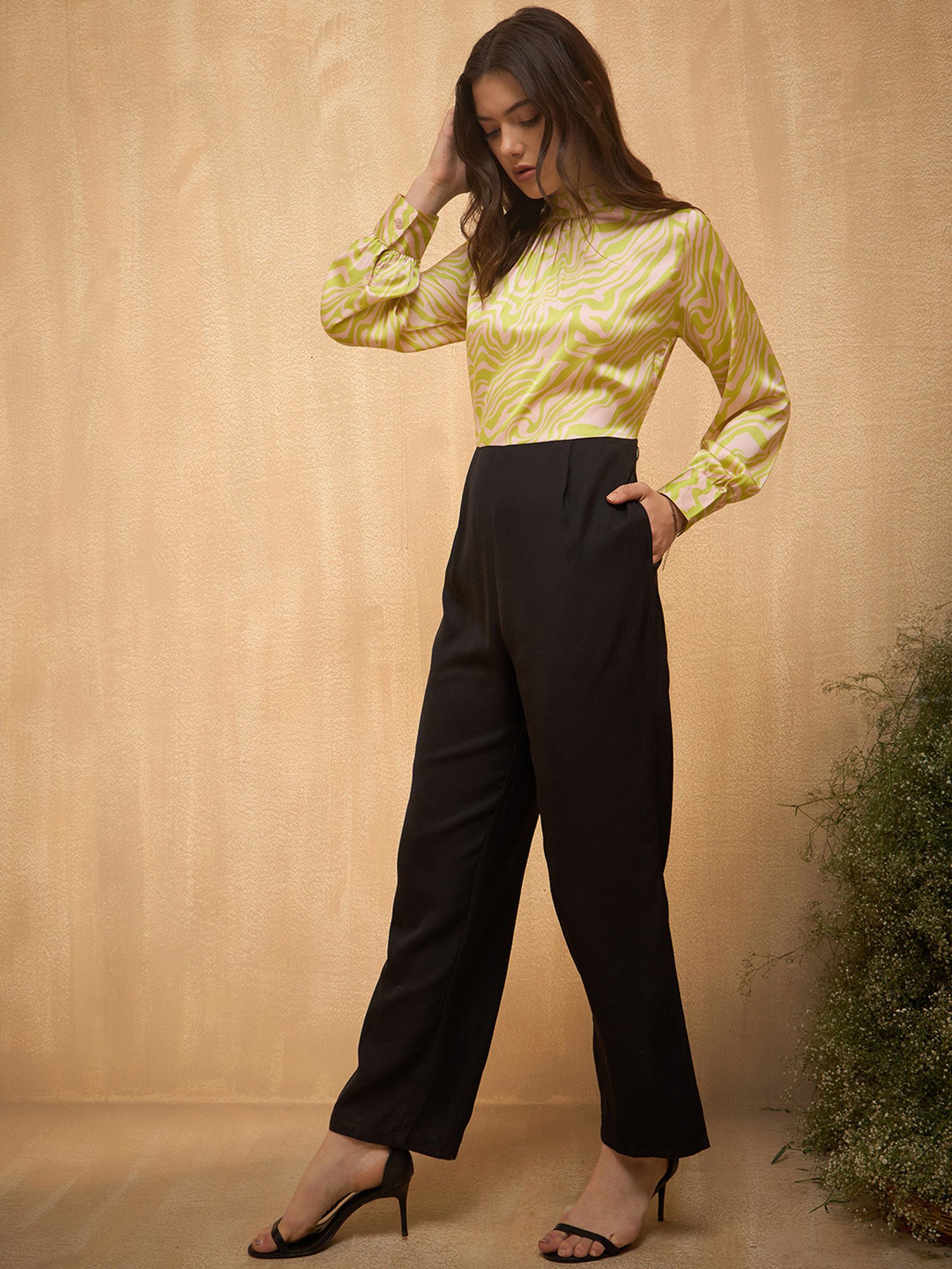 Marie Claire Green Printed Jumpsuit