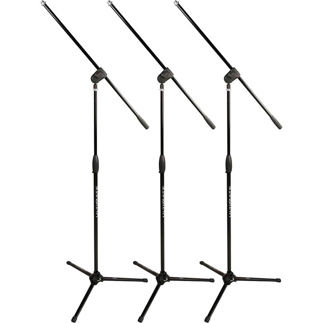 ultimate support mc40b 3pack classic series microphone stand with threeway adjustable boom arm and stable tripod base  3pack