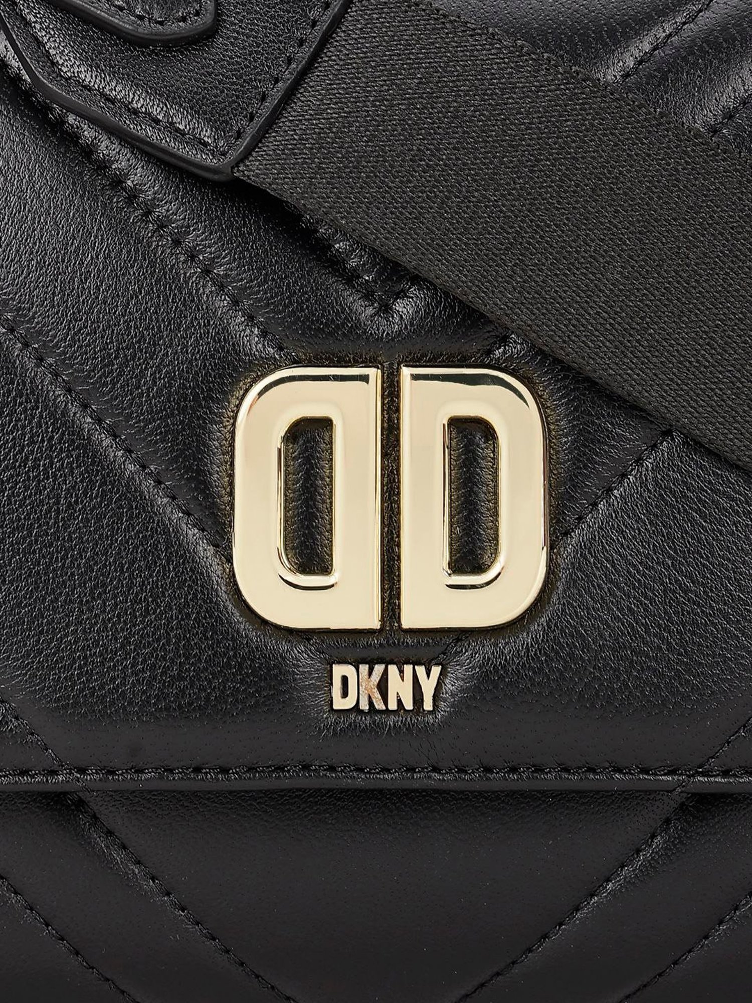 Dkny Black Leather Quilted Sling Handbag