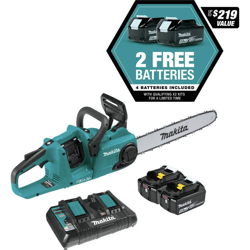 Makita XCU04PT1 18V X2 (36V) LXT Lithium-Ion Brushless 16 in. Cordless Chain Saw Kit (5 Ah)
