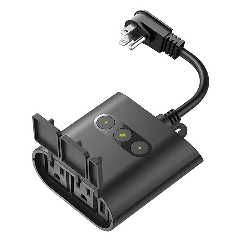WiFi Smart Outdoor Plug with 2 Outlets and 1 USB Port No Hub Required Works with Google Assistant DSPW320US