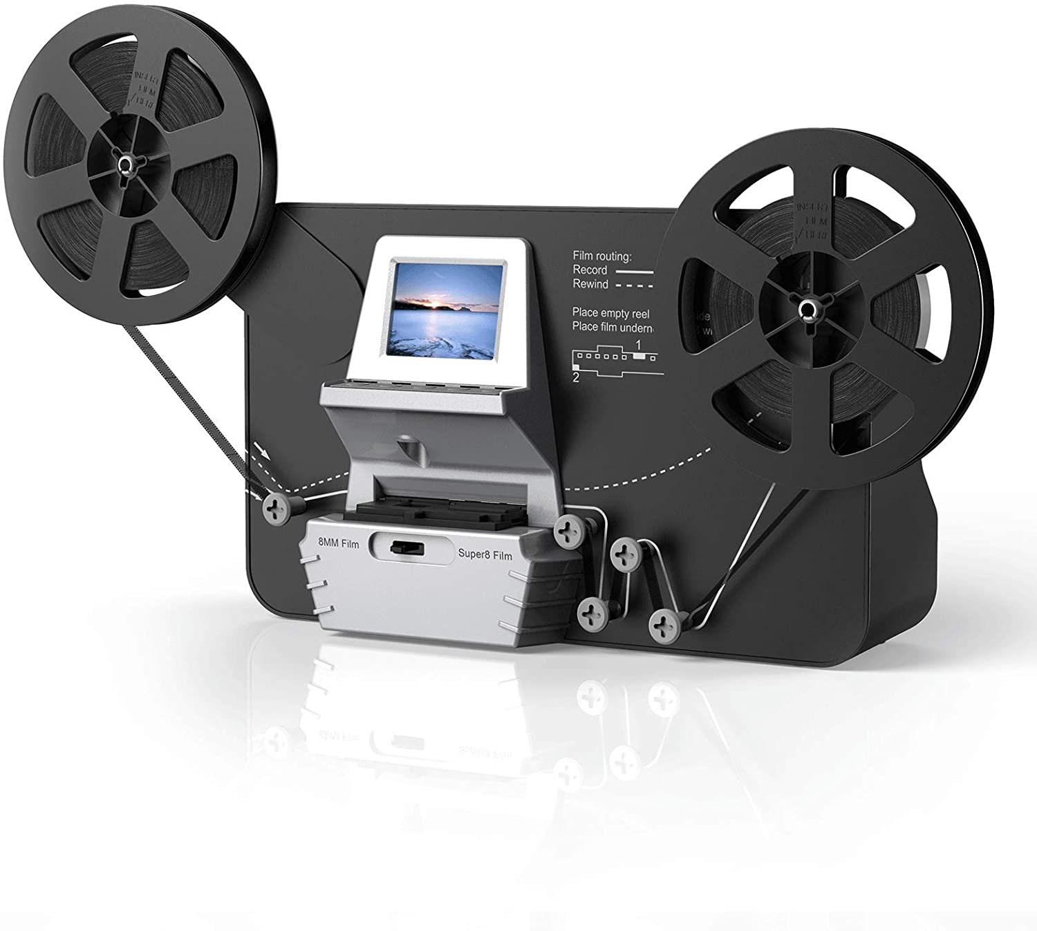 8mm & Super 8 Reels to Digital MovieMaker Film Sanner Converter, Pro Film Digitizer Machine with 2.4" LCD, Convert 3 inch and 5 inch 8mm Super 8 Film reels into 1080P Digital Videos,with 32 GB SD Card