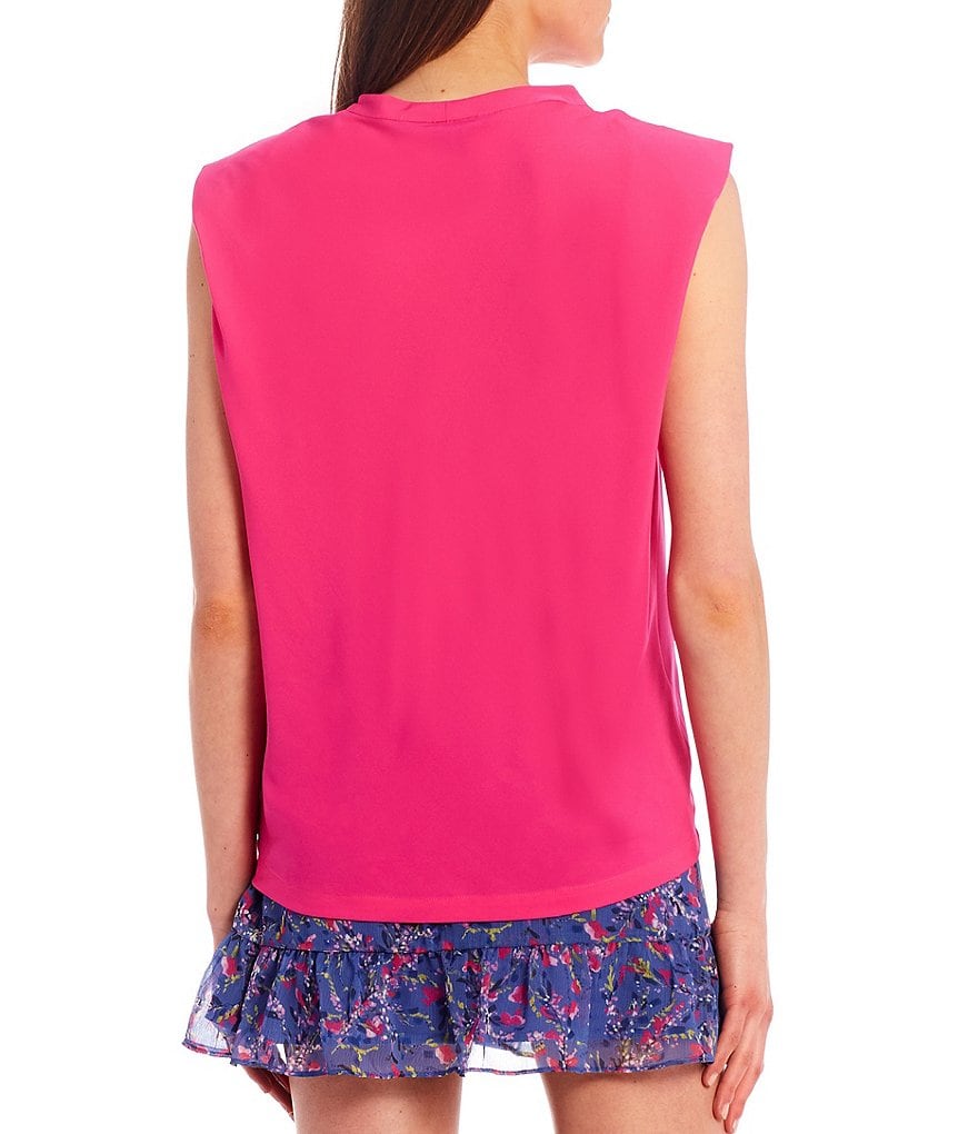 French Connection Shoulder Pad Round Neck Knit Tank